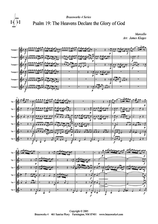 Psalm 19 The Heavens Declare (Trompeten Sextett) (Sextett (Blech Brass)) von Benedetto Marcello