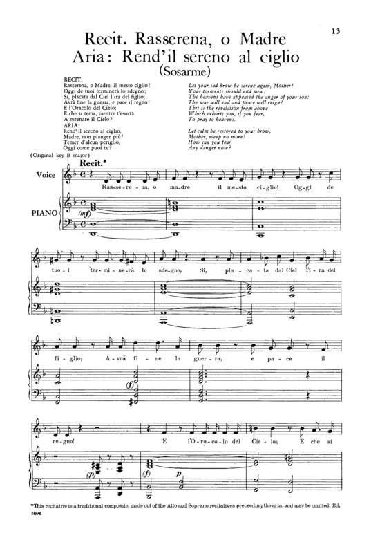 Rend il il sereno al ciglio (Gesang tief + Klavier) (Klavier  Gesang tief) von G. F. H ndel