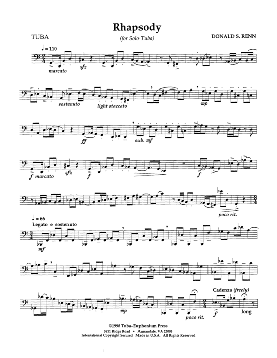 Rhapsody (Tuba Solo) (Tuba (Solo)) von Donald Renn