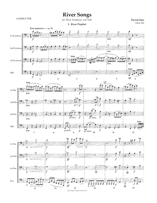 River Songs Tuba Quartett 3x Euphonium/Posaune + Tuba PDF Noten von