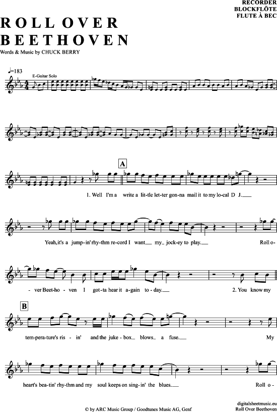 Roll Over Beethoven (Blockfl te) (Blockfl te) von Chuck Berry