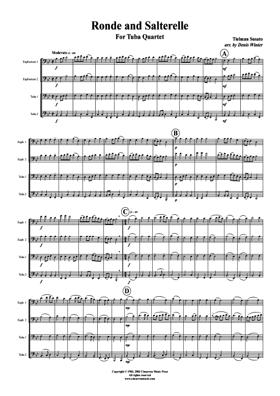 Ronde u. Salterelle (Tuba Quartett 2x Bariton 2xTuba) (Quartett (Tuba)) von Tielman Susato