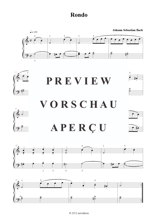 Rondo (Klavier solo einfach) (Klavier einfach) von J. S. Bach (bearb.)