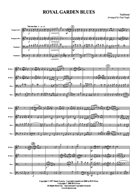 Royal Garden Blues (2xTromp in B Horn in F (Pos) Pos) (Quartett (Blech Brass)) von Traditional