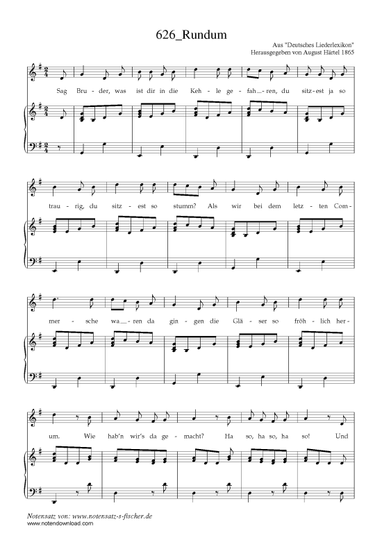 Rundum (Klavier + Gesang) (Klavier  Gesang) von Aus Deutsches Liederlexikon A. H rtel (1865)