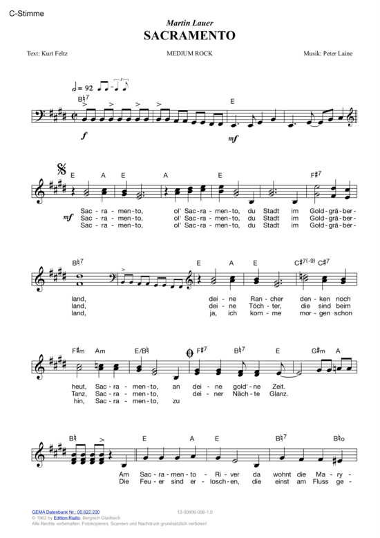 Sacramento (Melodie-Stimmen in C B Es) (Stimmen in C B Es) von Martin Lauer