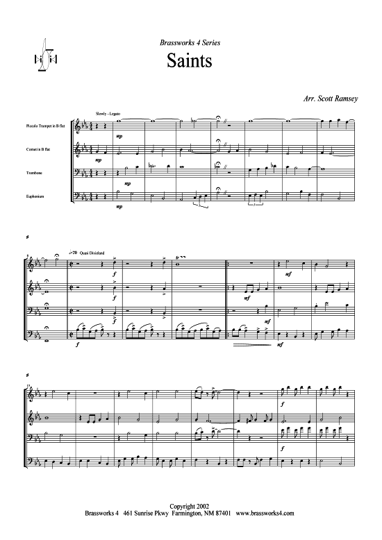 Saints (2xTromp in B Horn in F (Pos) Pos) (Quartett (Blech Brass)) von Traditional