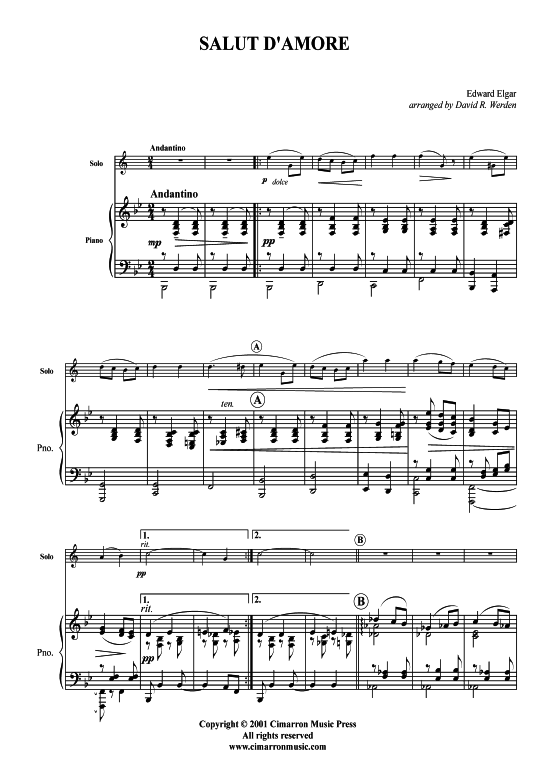 Salut d Amour (Klarinette in B Fagott + Klavier) (Klavier  Klarinette) von Edward Elgar