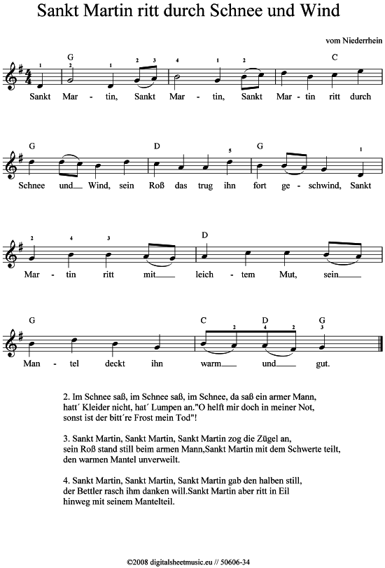 Sankt Martin ritt durch Schnee und Wind Keyboard PDF Noten von Martinslied, Laternenlied in Sankt Martin ritt durch Schnee und Wind Keyboard PDF Noten von Martinslied, Laternenlied in
