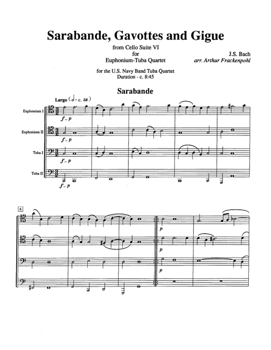 Sarabande Gavottes and Gigue (Tuba Quartett EETT) (Quartett (Tuba)) von J.S. Bach