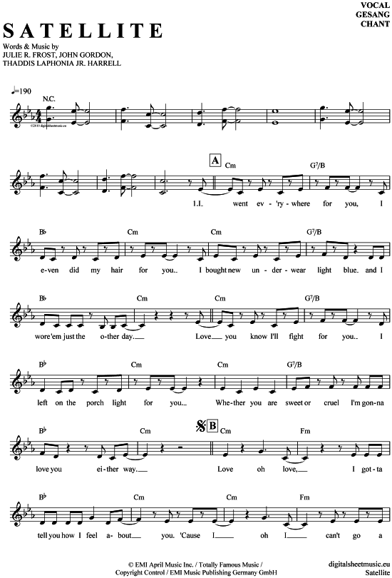Satellite (Gesang) (Gesang  Akkorde) von Lena Meyer-Landrut
