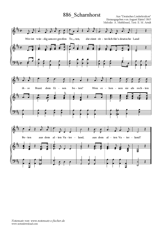 Scharnhorst (Klavier + Gesang) (Klavier  Gesang) von Melodie A. Methfessel Text E. M. Arndt