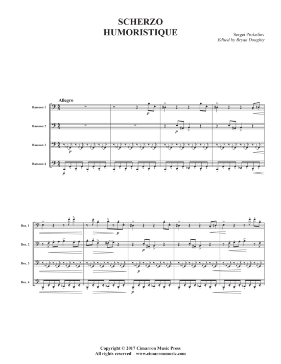 Scherzo Humoristique (Fagott Quartett) (Quartett (Fagott)) von Sergei Prokofiev
