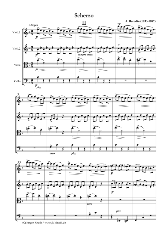 Scherzo Nr.2 (Streichquartett) (Quartett (Streicher)) von Alexander Borodin (1833-1887)