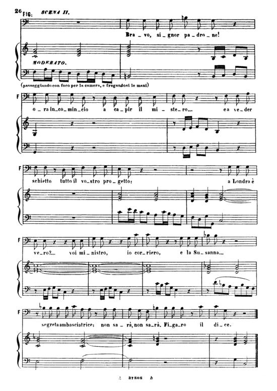 Se vuol ballare signor contino (Klavier + Bass Bariton Solo) Ricordi (Klavier  Bass) von W. A. Mozart (K.492)