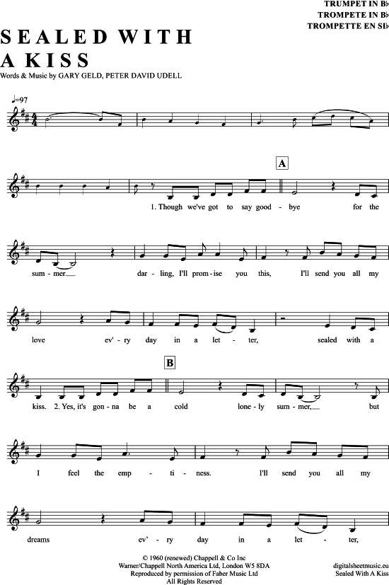 Sealed With A Kiss (Trompete in B) (Trompete) von Jason Donovan
