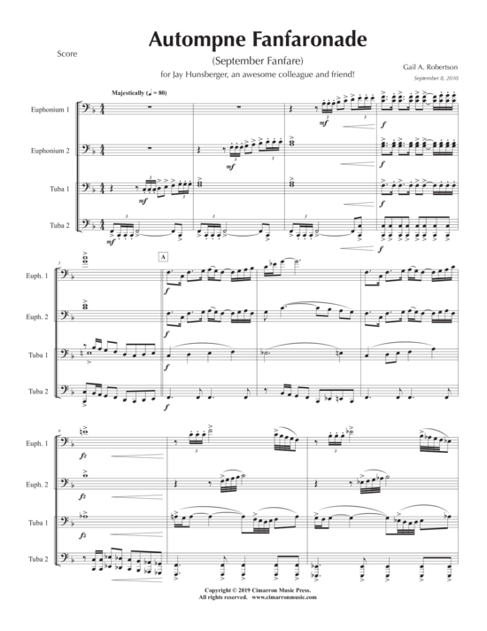 September Fanfare (Tuba Quartett EETT) (Quartett (Tuba)) von Gail Robertson
