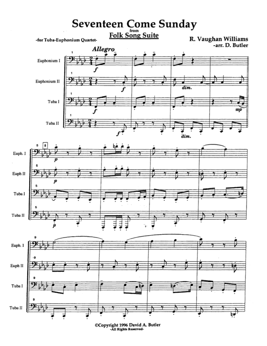 Seventeen Come Sunday (Tuba Quartett EETT) (Quartett (Tuba)) von Ralph Vaughan Williams