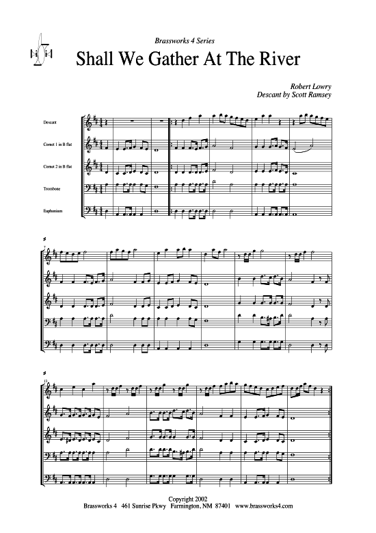 Shall We Gather at the River (Blechbl serquartett mit Diskant) (Quartett (Blech Brass)) von Robert Lowry