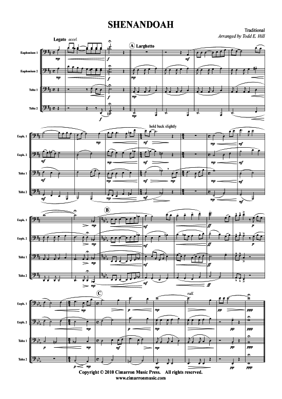 Shenandoah (Tuba Quartett 2x Bariton 2xTuba) (Quartett (Tuba)) von Traditional