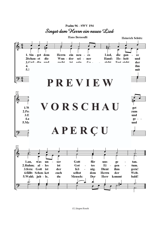 Singet dem Herrn ein neues Lied (Gemischter Chor) (Gemischter Chor) von Heinrich Sch tz