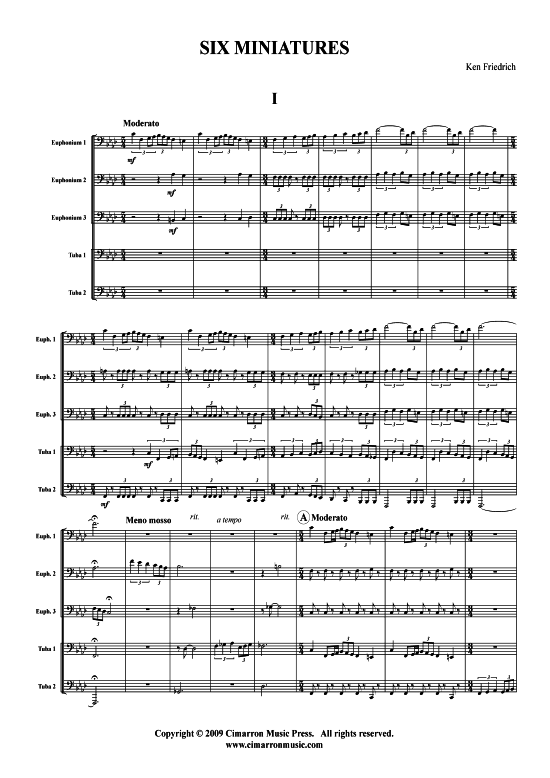 Six Miniatures (short pieces) (Tuba-Ensemble EEETT) (Ensemble (Blechbl ser)) von Kenneth Friedrich