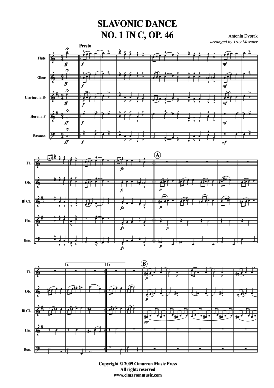 Slavonic Dance Nr. 1 (Holzbl auml ser-Quintett) (Quintett (Holzbl ser)) von Antonin Dvorak (op. 46 in C)