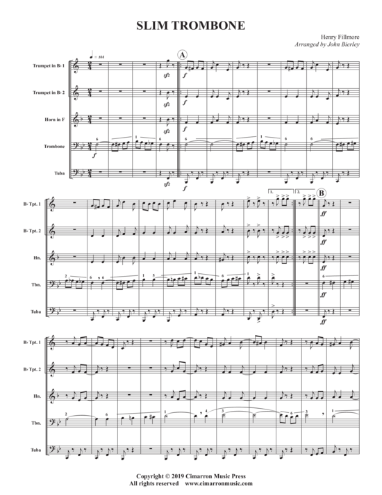 Slim Trombone (Blechbl auml ser Quintett) (Quintett (Blech Brass)) von Henry Fillmore
