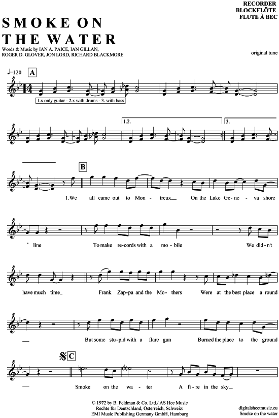 Deep purple smoke on the water ноты партитура. дым над водой ноты для фортепиано. Smoke on the water ноты. Smoke on the water ноты.