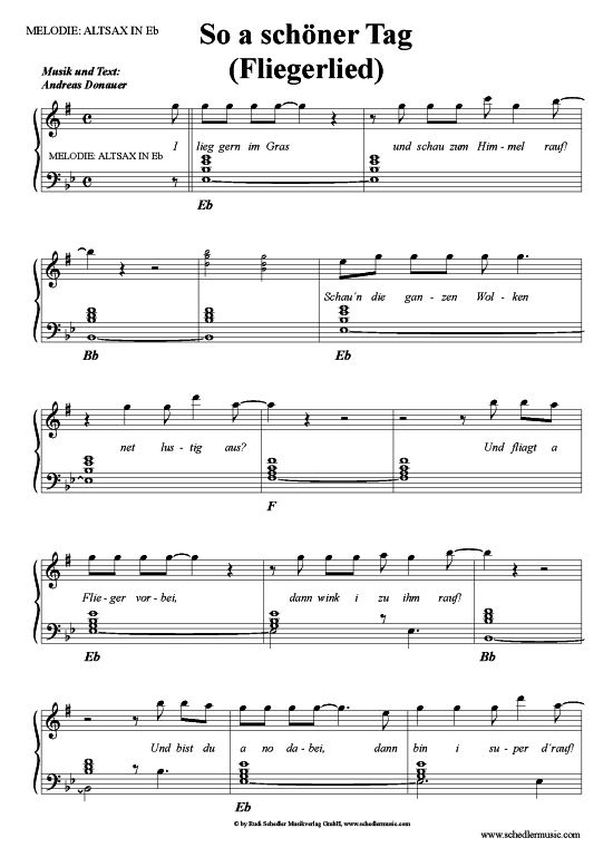 So a sch ner Tag (Fliegerlied) (Alt-Saxophon) (Alt Saxophon) von Tim Toupet - Die Jungen Zillertaler u.a.