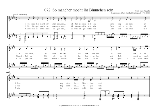 So mancher m cht ihr Bl mchen sein (Gitarre + Gesang) (Gitarre  Gesang) von Albert Gottlieb Methfessel  1786-1860