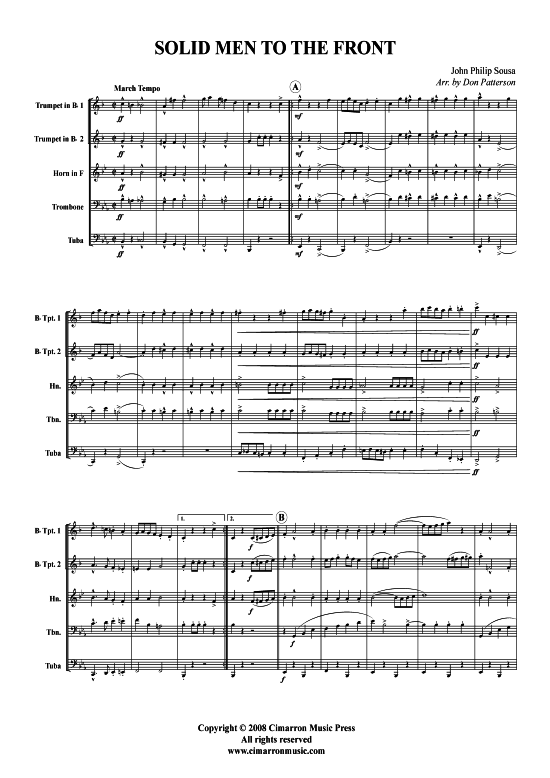 Solid Men to the Front (Blechbl auml serquintett) (Quintett (Blech Brass)) von John Philip Sousa