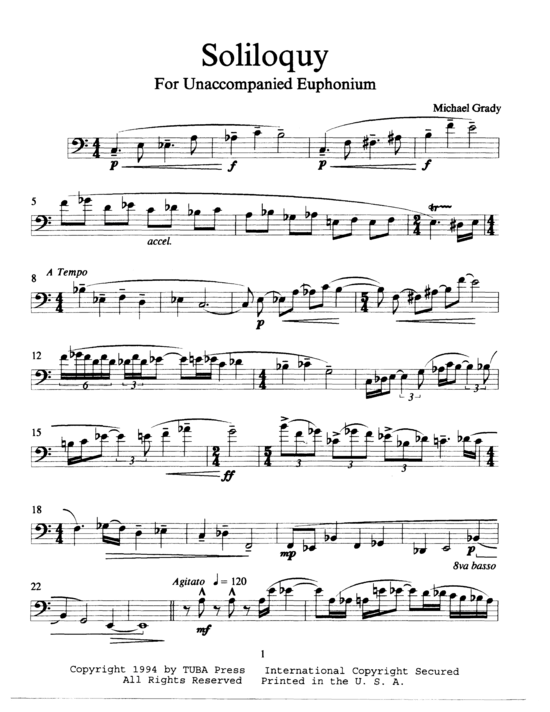 Soliloquy Euphonium Solo PDF Noten von Michael Grady in TEP10364E