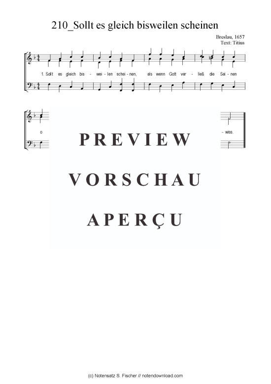 Sollt es gleich bisweilen scheinen (Gemischter Chor SAB) (Gemischter Chor (SAB)) von Breslau 1657  Titius
