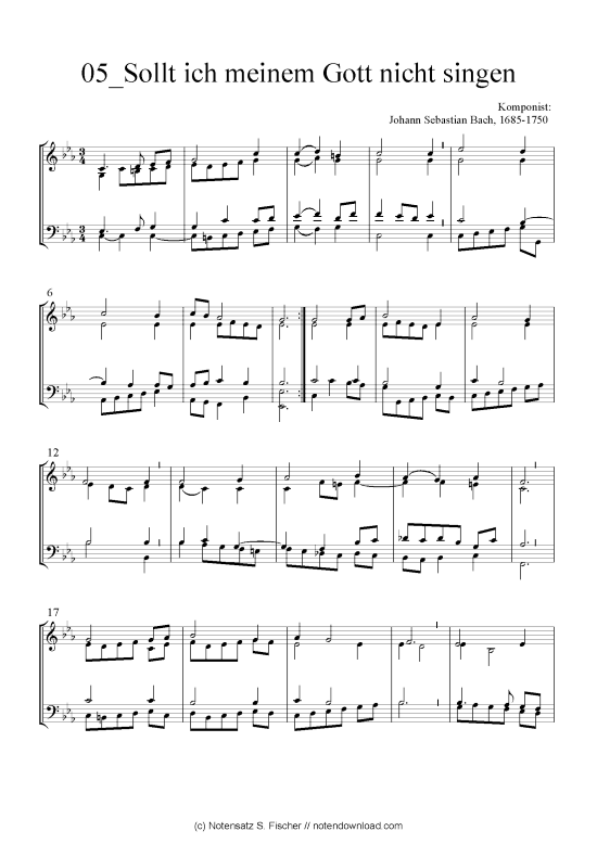 Sollt ich meinem Gott nicht singen (Quartett in C) (Quartett (4 St.)) von Johann Sebastian Bach 1685-1750 
