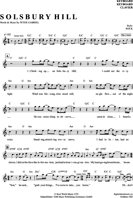 Solsbury Hill (Keyboard) (Keyboard) von Peter Gabriel