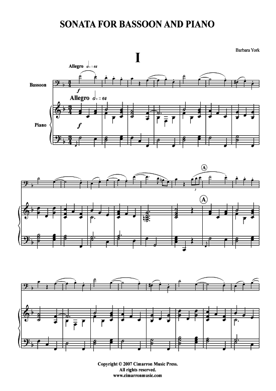 Sonata (Fagott + Klavier) (Klavier  Fagott) von Barbara York