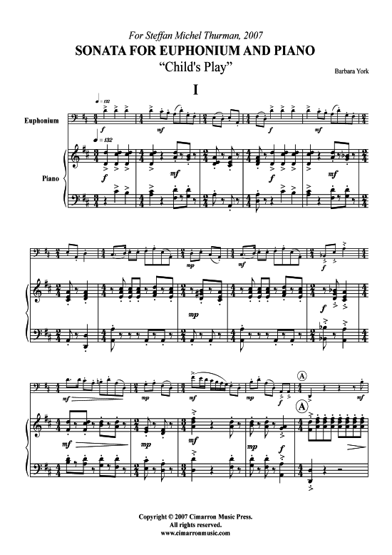 Sonata for Euphonium (Bariton Pos + Klavier) (Klavier  Bariton (Posaune)) von Barbara York