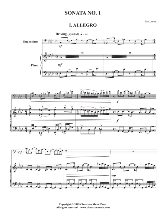 Sonata No. 1 (Euphonium + Klavier) (Klavier  Euphonium) von Ian Lester