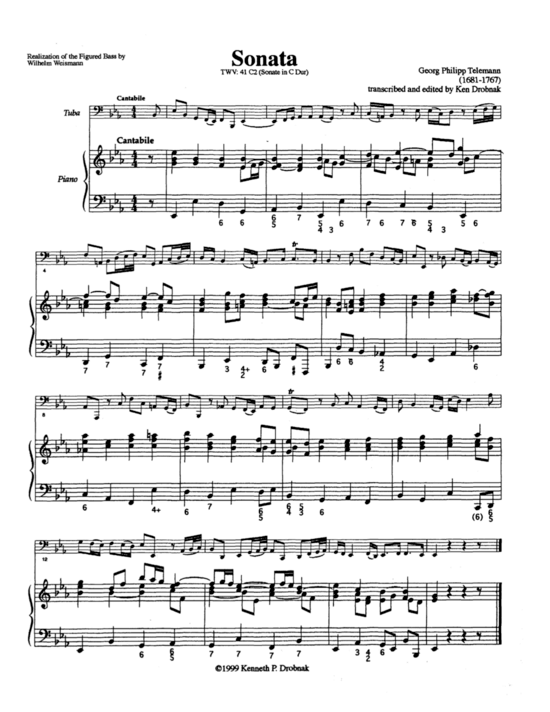 Sonate in C-Dur (Tuba + Klavier) (Klavier  Tuba) von Georg Philipp Telemann (TWV 41 C2)