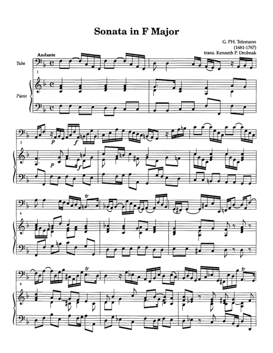 Sonate in F-Dur (Tuba + Klavier) (Klavier  Tuba) von Georg Philipp Telemann (TWV 41 F3)