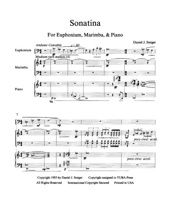 Sonatina (Euphonium Marimba + Klavier) (Trio (Klavier  2 St.)) von Daniel Steiger