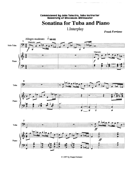 Sonatina (Tuba + Klavier) (Klavier  Tuba) von Frank Ferriano