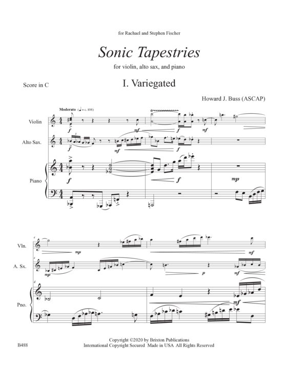 Sonic Tapestries (Violine Altsaxophon und Klavier) (Trio (Klavier  2 St.)) von Howard J. Buss