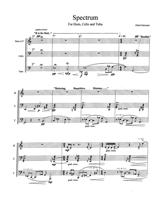 Spectrum (Trio f uuml r Horn in F Violoncello + Tuba) (Trio (3 St.)) von Elliott Schwartz