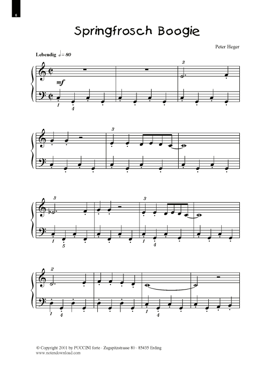 Springfrosch Boogie (Klavier Solo sehr leicht) (Klavier einfach) von Peter Heger (aus Boogies Band 1)