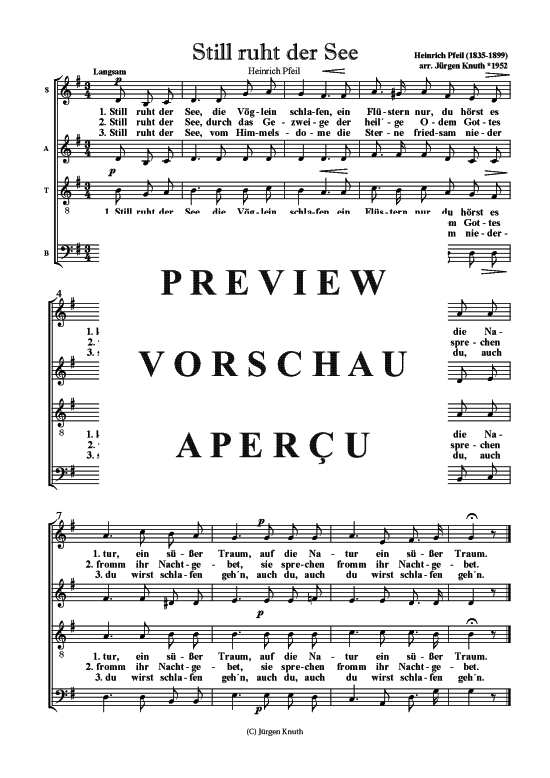 Still ruht der See (Gemischter Chor) (Gemischter Chor) von Heinrich Pfeil (1835-1899) arr. J rgen Knuth 1952