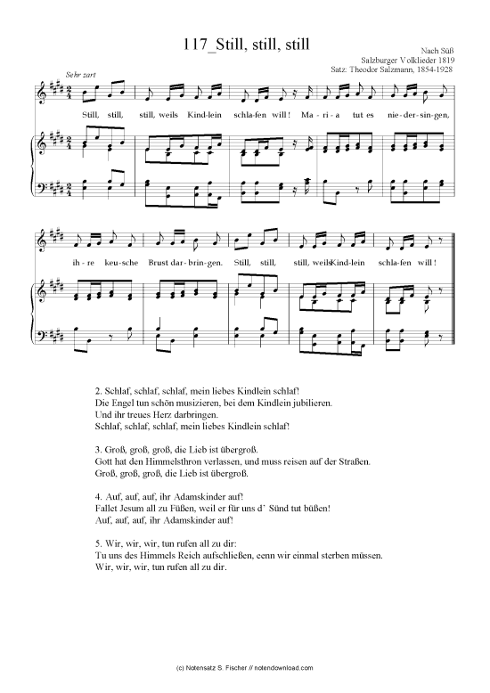 Still still still (Klavier + Gesang) (Klavier  Gesang) von Nach S Salzburger V olklieder 1819 