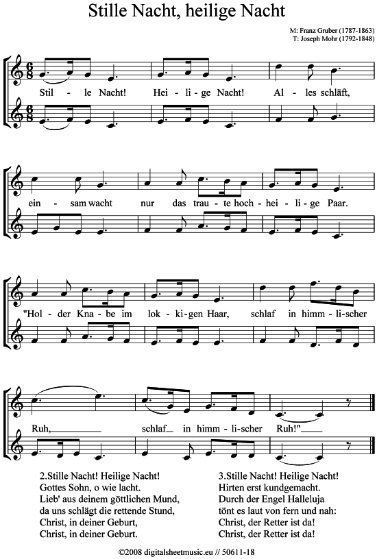 Stille Nacht heilige Nacht (2x Trompete in B) (Duett (Trompete)) von Weihnachtslied (sehr einfach)