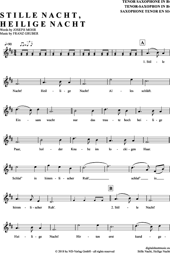 Stille Nacht Heilige Nacht (Tenor-Sax) (Tenor Saxophon) von Weihnachten